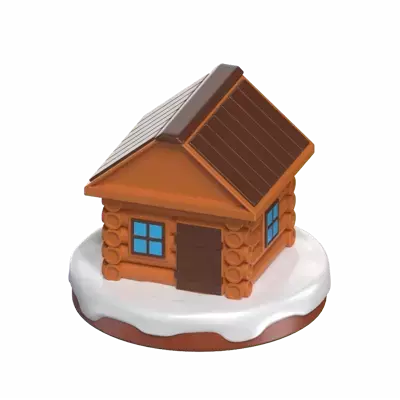 3D Icon Model Of Wooden House To Keep Warm In Winter 3D Graphic