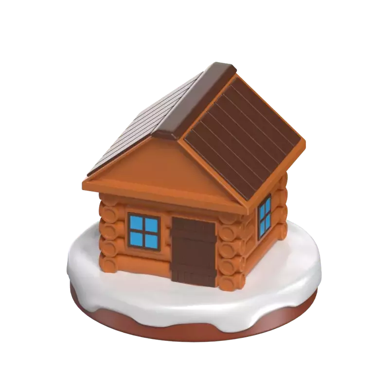 3D Icon Model Of Wooden House To Keep Warm In Winter 3D Graphic