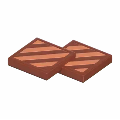 3D Two Square Chocolates 3D Graphic