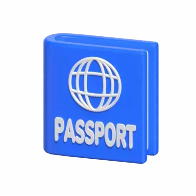 Passport Document 3D Model With Globe Icon On Cover 3D Graphic