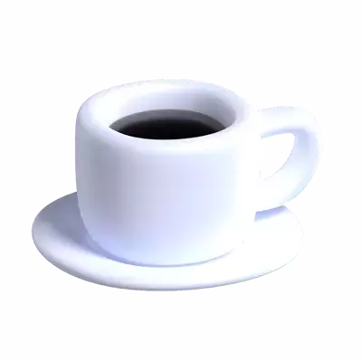 3D Coffee Cup Model On Plate 3D Graphic