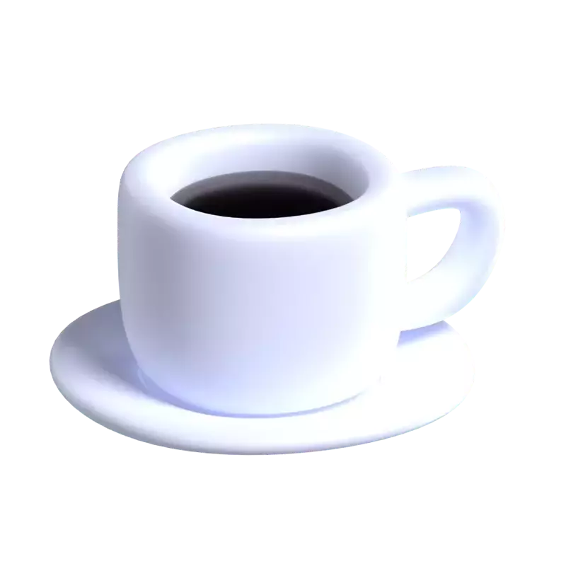3D Coffee Cup Model On Plate 3D Graphic