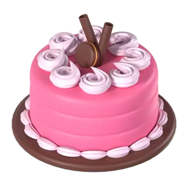 Birthday Cake With Chocolate Biscuit 3D Graphic
