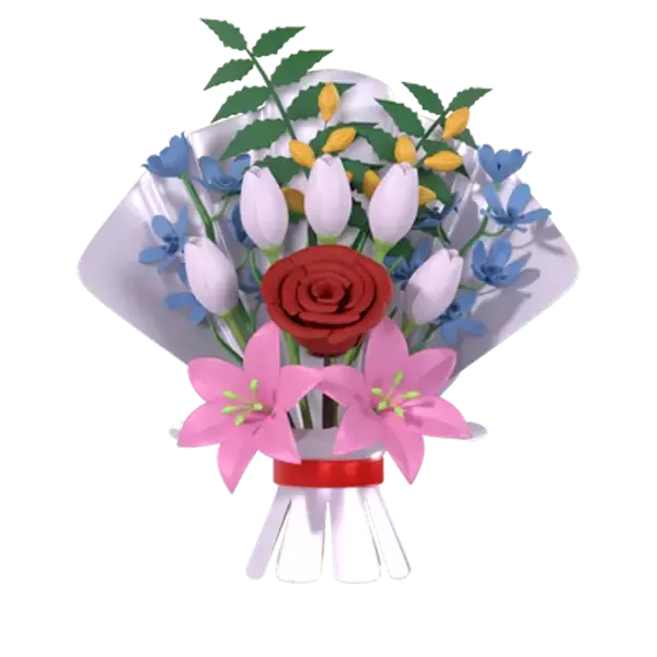 Buntes Bouquet 3D Graphic