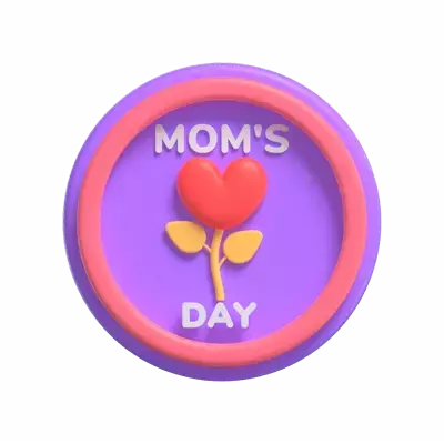 3D Mom's Day Celebration Pin 3D Graphic