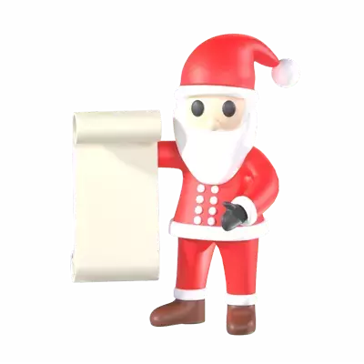 Santa With A List 3D Graphic