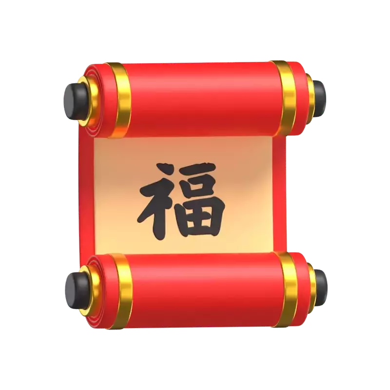 3D Illustration Lunar New Year Parchment 3D Graphic