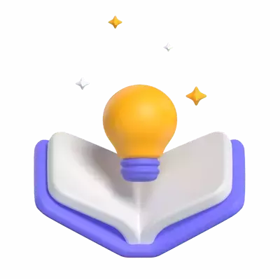 Open Book And Bulb 3D Illustration