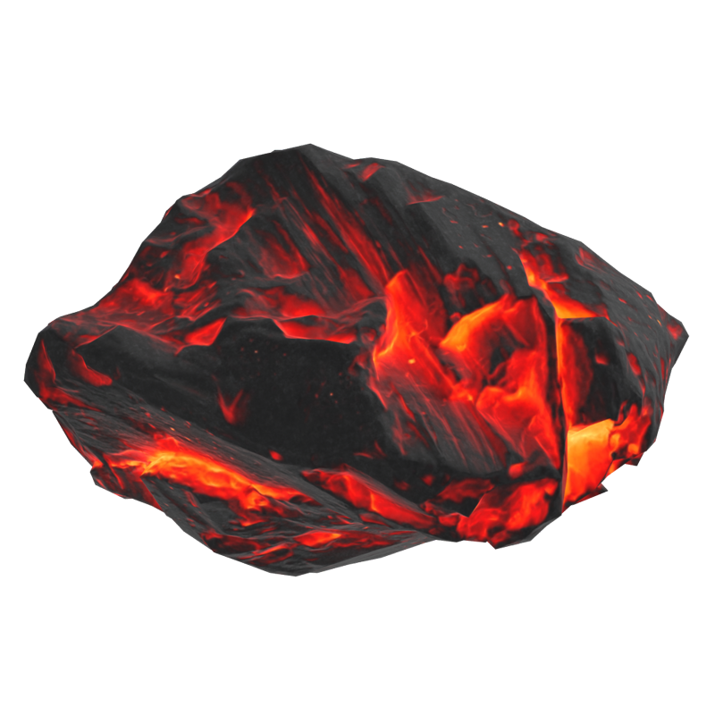 Gran Roca Volcánica Modelo 3D Con Lava Brillante