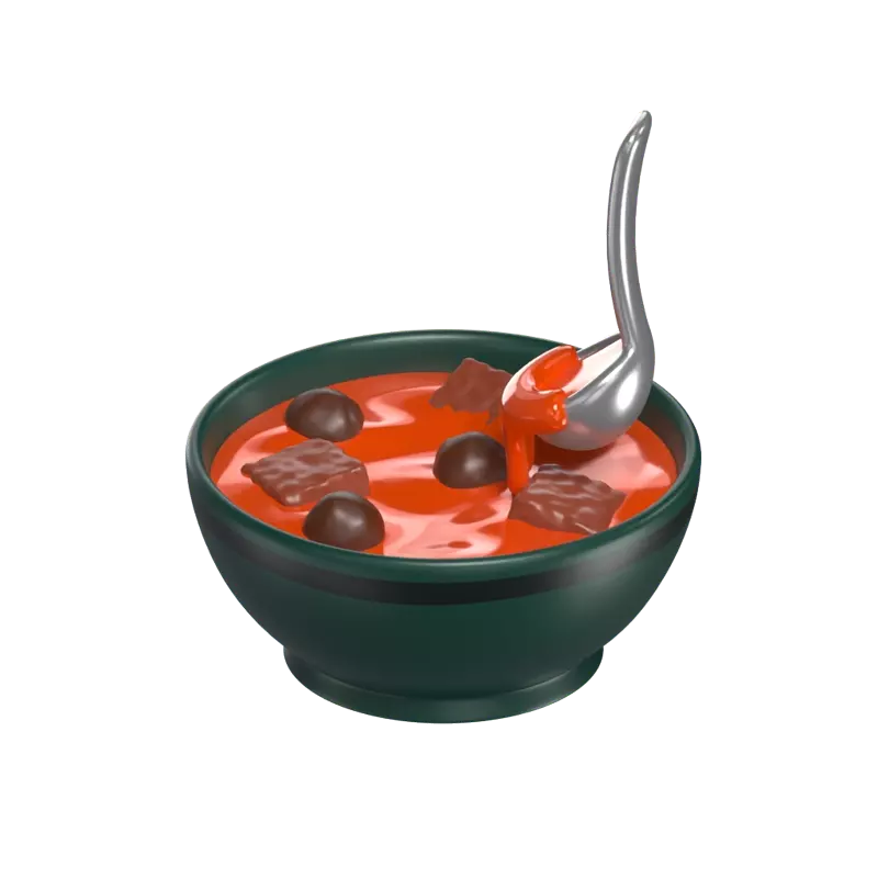 Delicious Stew In A Bowl With A Spoon 3D Model 3D Graphic