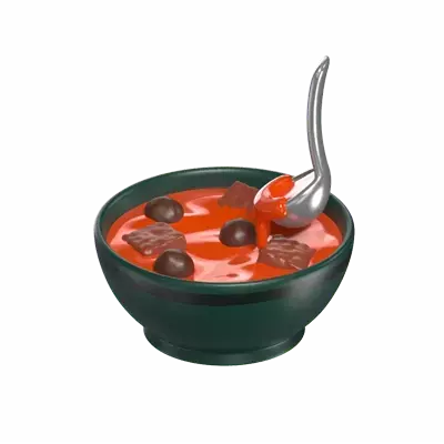 Delicious Stew In A Bowl With A Spoon 3D Model 3D Graphic
