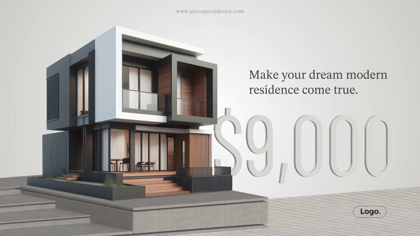 3D Web Banner for Modern House Residence with Minimalist and Simple Style
