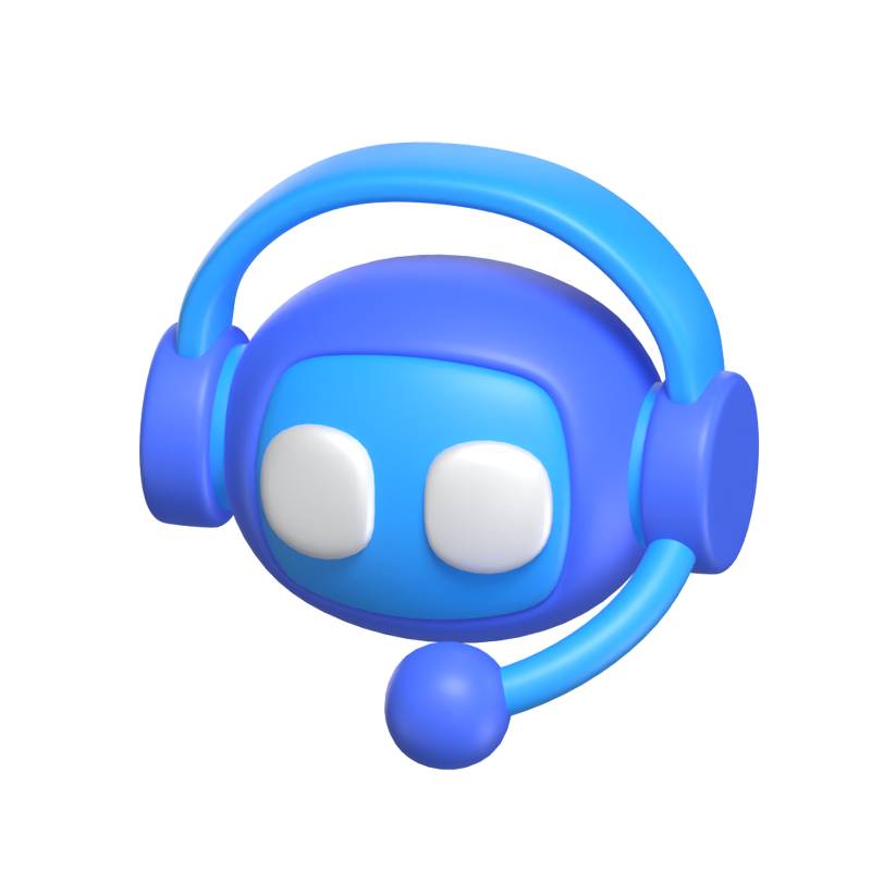 Virtual Assistant 3D Icon Model Illustrated With Robot Head Using Headphone With Microphone Attached 3D Graphic
