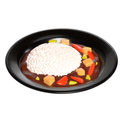 3D Curry Rice Flavorful Fusion And Spice 3D Graphic