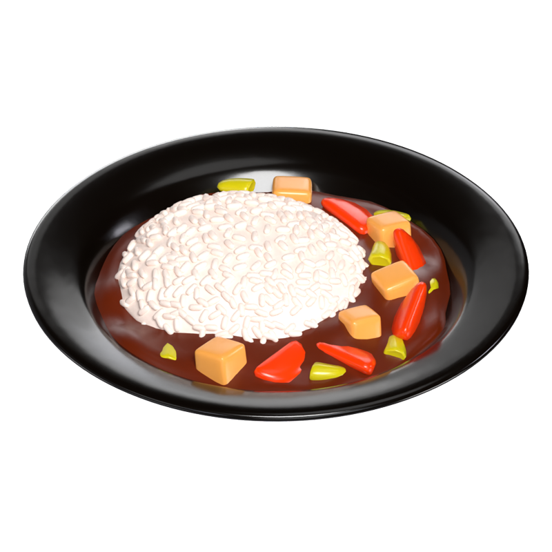 3D Curry Rice Fusão saborosa e especiarias 3D Graphic