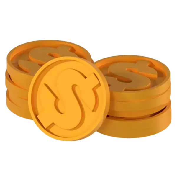 Dollar Coin Stack 3D Graphic