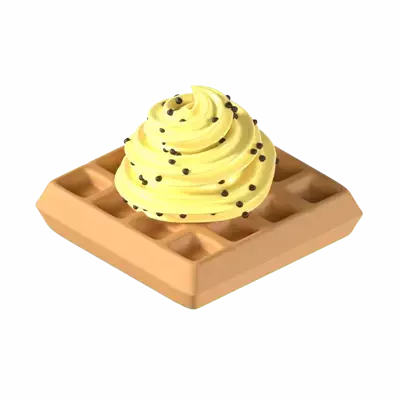 Waffle Ice Cream 3D Graphic
