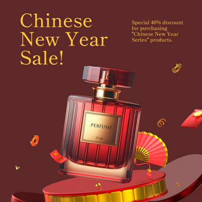 Social Post about Chinese New Year with A Product Displayed on the Podium 3D Template 3D Template