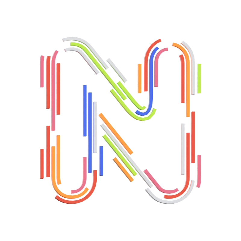 N Letter 3D Shape Stripe Text