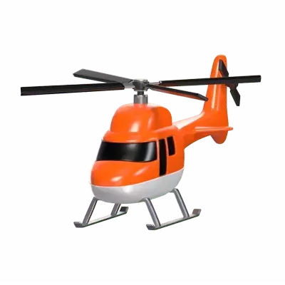 3D Orange Helicopter Model  3D Graphic