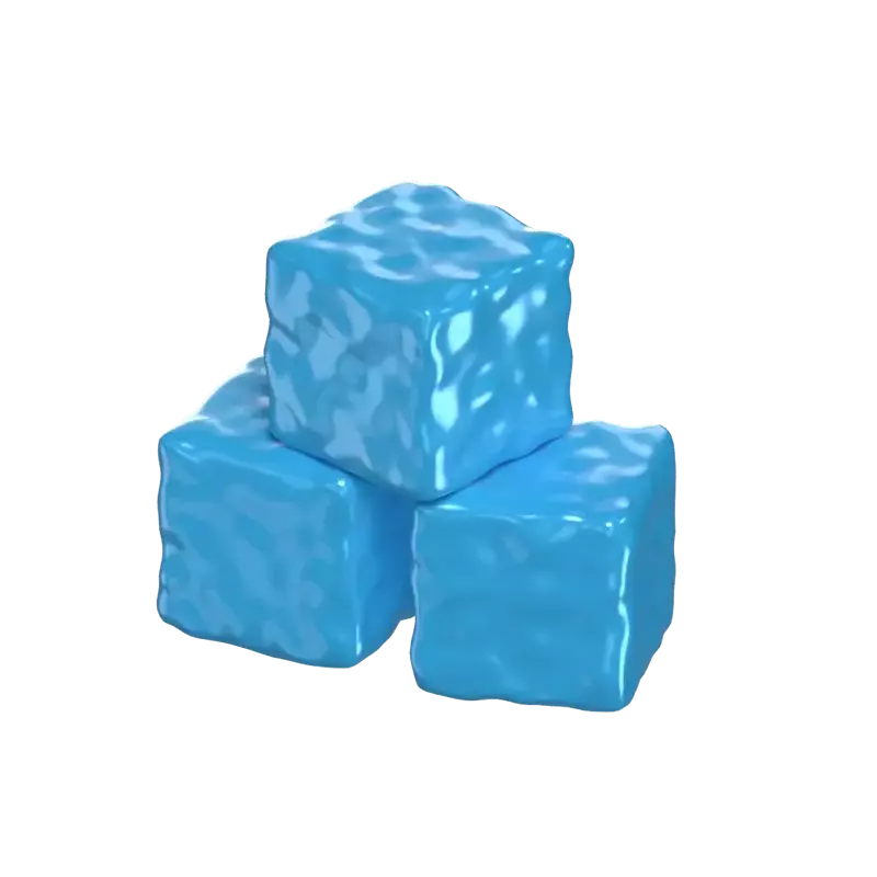 Ice Cubes 3D Model Two At Bottom And One On Top 3D Graphic