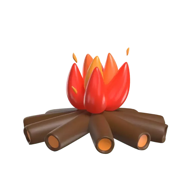 3D Bonfire Scene Embracing The Warmth Flames 3D Graphic