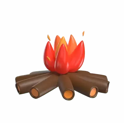 3D Bonfire Scene Embracing The Warmth Flames 3D Graphic