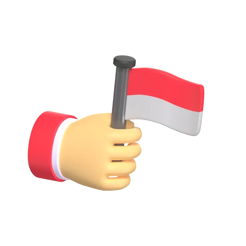 3D Hand With Mini Flag And Indonesia Colored Sleeves 3D Graphic