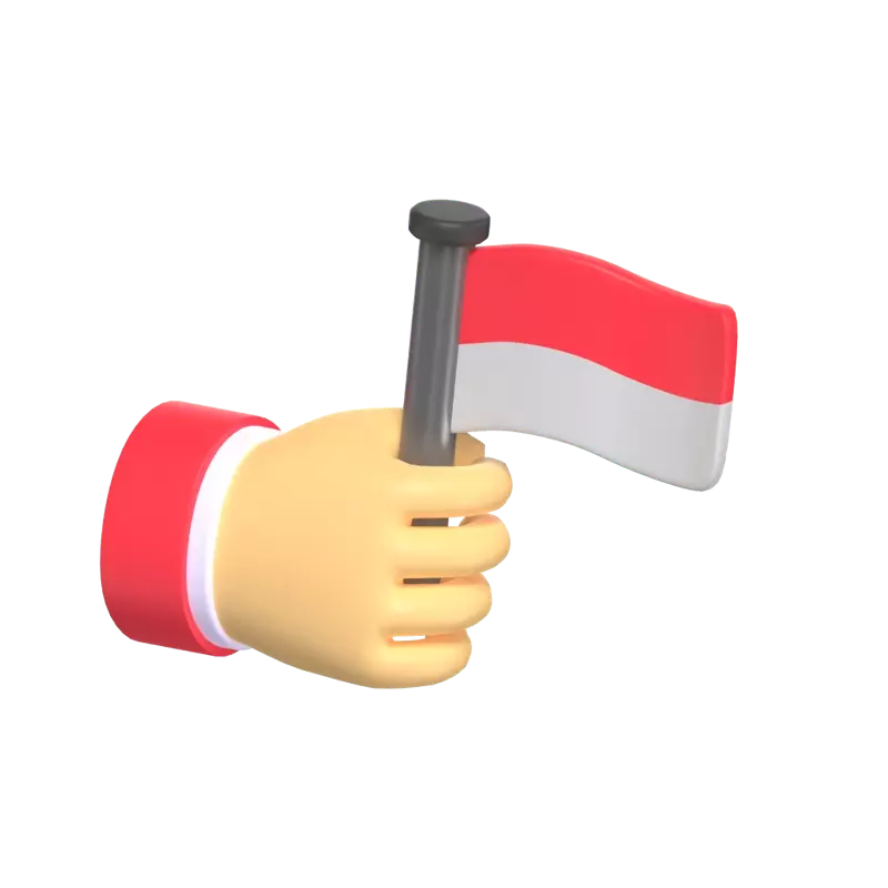 3D Hand mit Mini-Flagge und Indonesien farbigen Ärmeln 3D Graphic