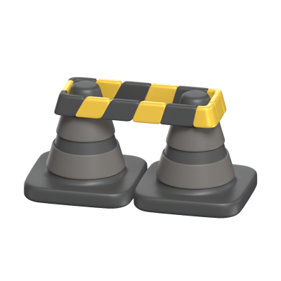 A Pair Of Traffic Cone 3D Icon 3D Graphic
