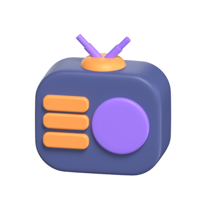 Radio 3D Icon Model With Small Antennas 3D Graphic