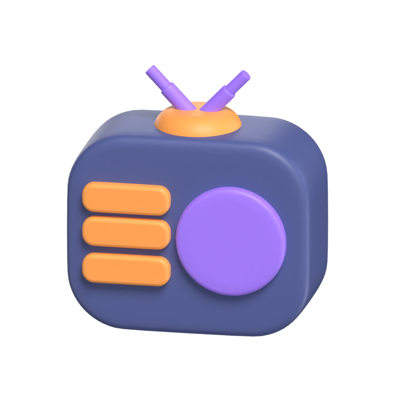 Radio 3D Icon Model With Small Antennas