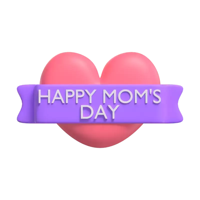 3D Happy Mom's Day Greeting With Heart 3D Graphic