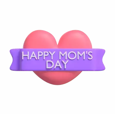 3D Happy Mom's Day Greeting With Heart 3D Graphic