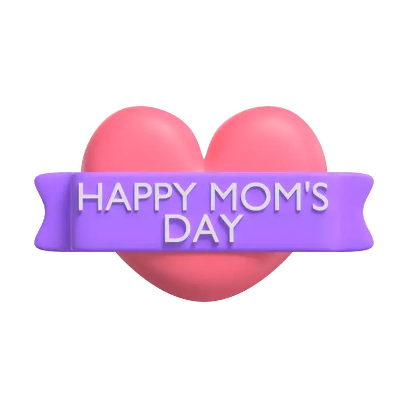 3D Happy Mom's Day Gruß mit Herz 3D Graphic