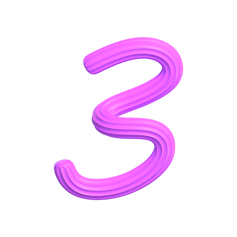  3D Number 3 Shape Creamy Text