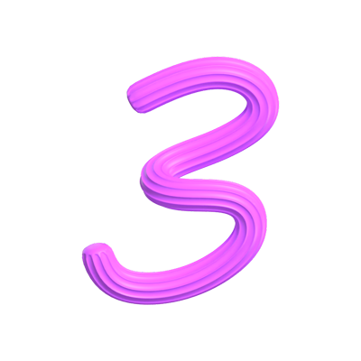  3D Number 3 Shape Creamy Text 3D Graphic