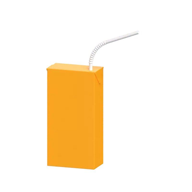 3D Rectangular Drink Package With Straw To Drink On The Go