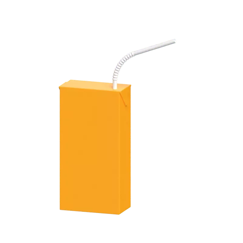 3D Rectangular Drink Package With Straw To Drink On The Go 3D Graphic