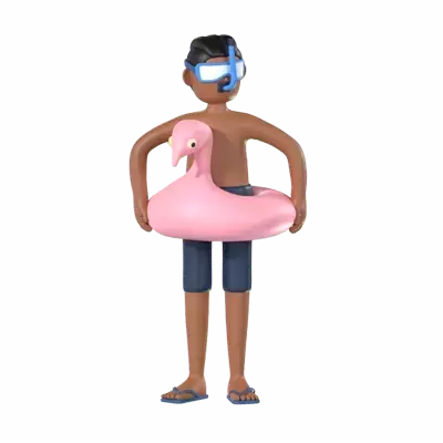 Boy Holding Float 3D Illustration