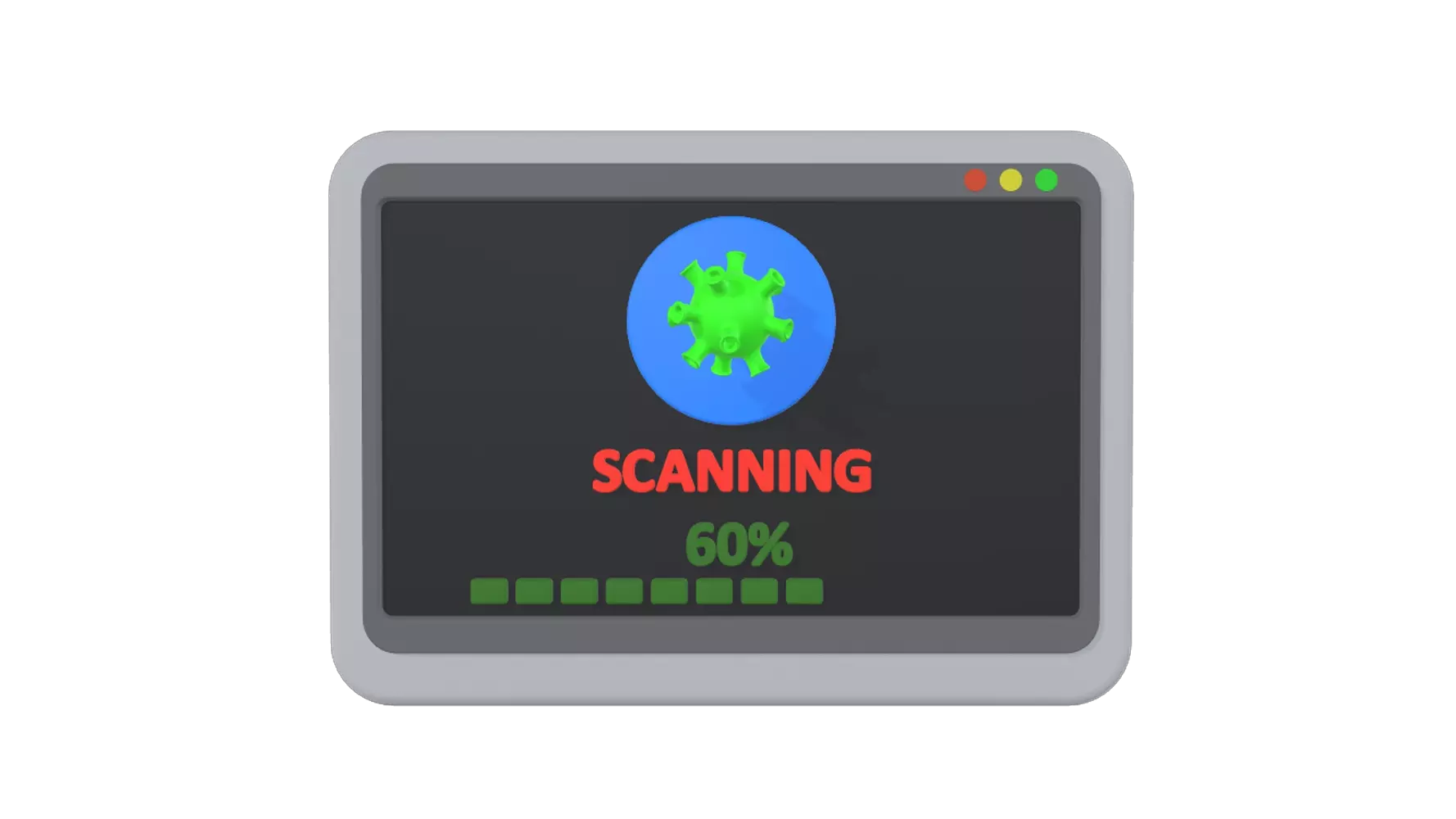 Scanning Virus 3D Graphic