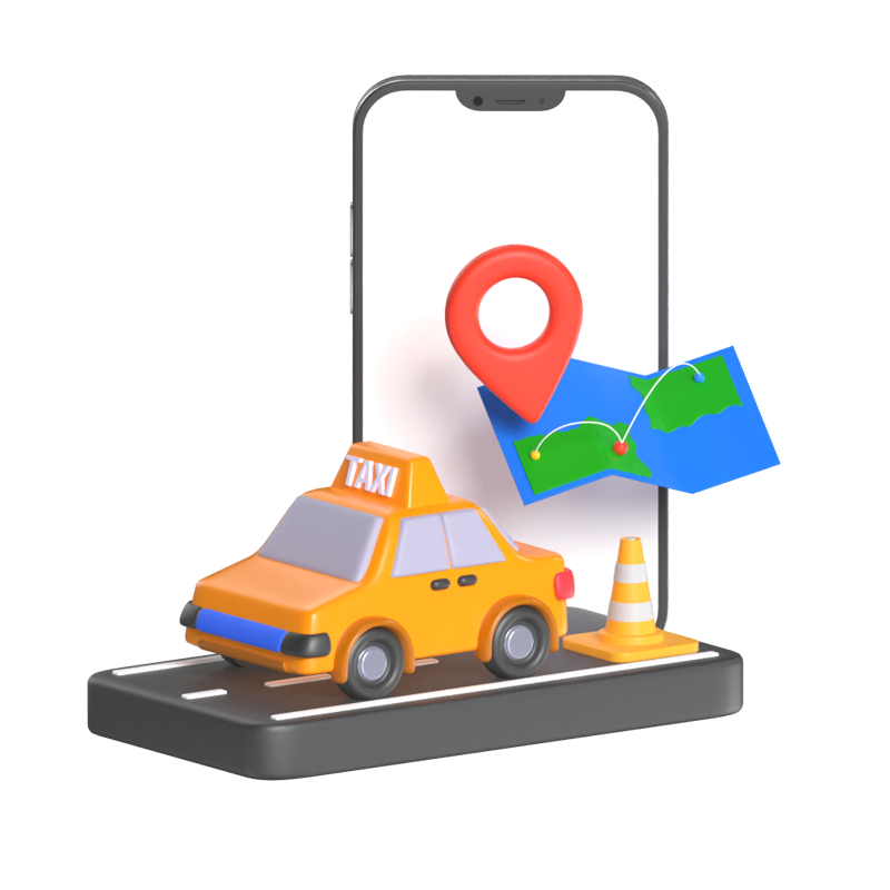 Taxi Booking Platform 3D Illustration