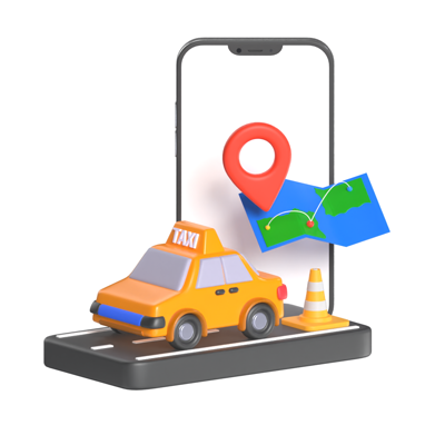 Taxi Booking Platform 3D Illustration