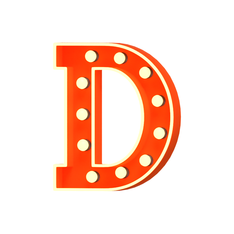 D Letter 3D Shape Marquee Lights Text 3D Graphic