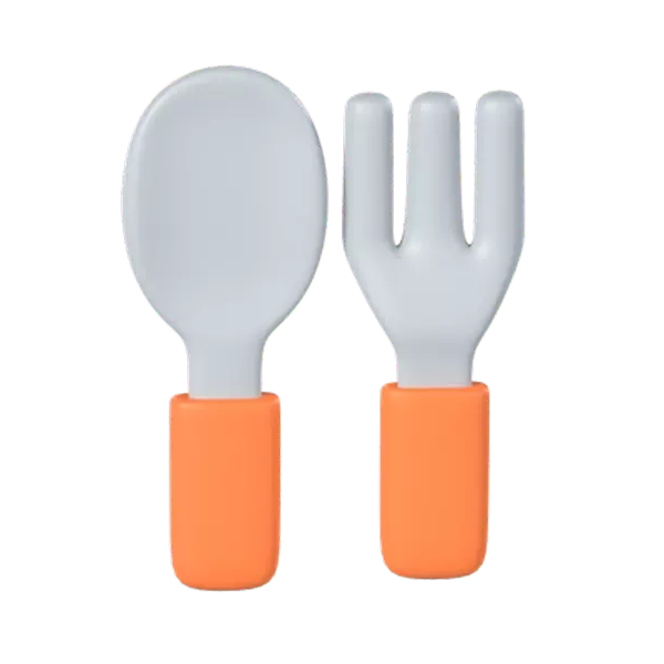 Spoon And Fork 3D Graphic