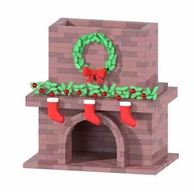 Christmas Fireplace 3D Graphic