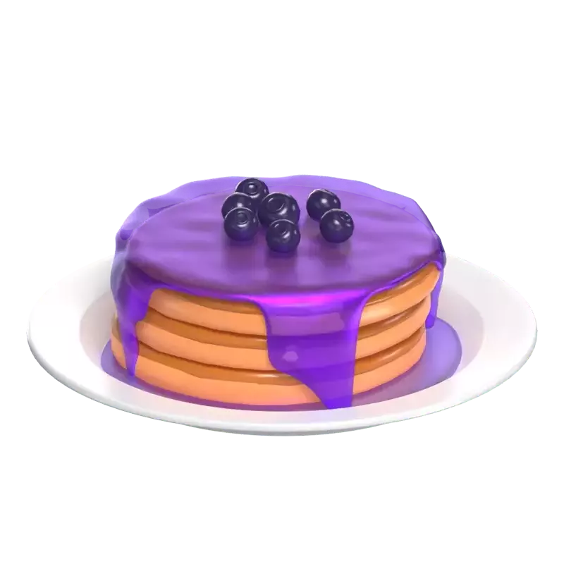 3D Glimpse Of Blueberries Pancake Delight 3D Graphic