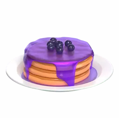3D Glimpse Of Blueberries Pancake Delight 3D Graphic
