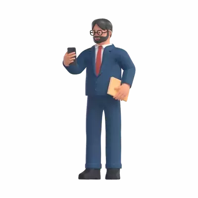 Businessman Bring Document 3D Illustration