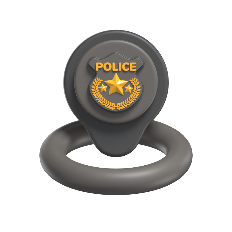 3D Police Station Location Pin 3D Graphic